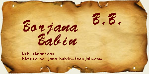 Borjana Babin vizit kartica
